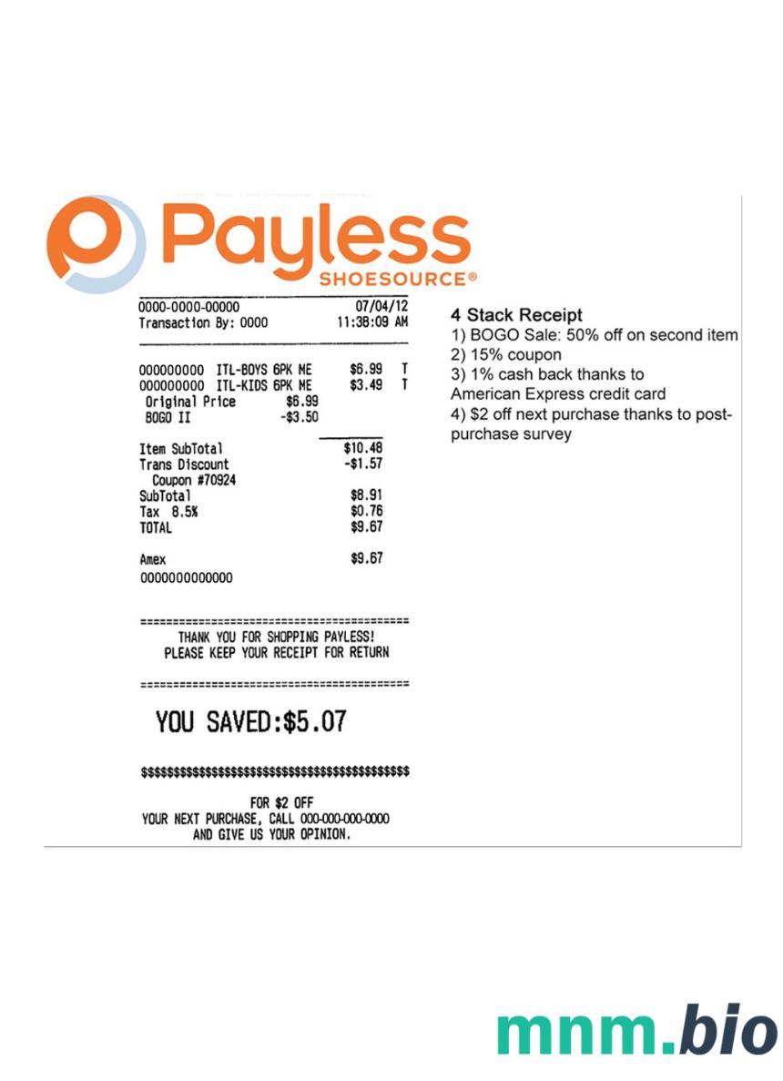 Payless przykładowy czek płatniczy PSD